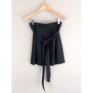 J.Crew Black Belted Sash Paper Bag Wool Blend Mini Skirt 2